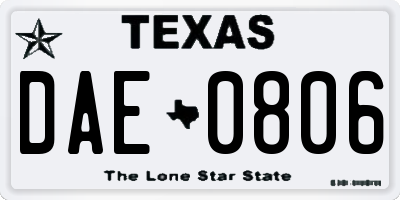 TX license plate DAE0806