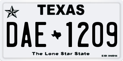TX license plate DAE1209