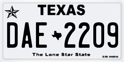 TX license plate DAE2209
