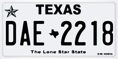 TX license plate DAE2218