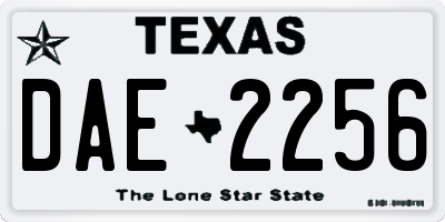 TX license plate DAE2256
