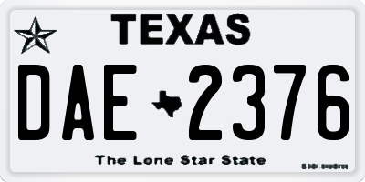 TX license plate DAE2376