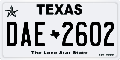 TX license plate DAE2602