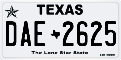 TX license plate DAE2625