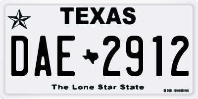TX license plate DAE2912
