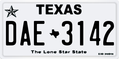 TX license plate DAE3142