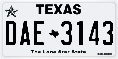 TX license plate DAE3143