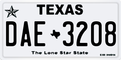 TX license plate DAE3208