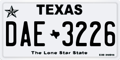 TX license plate DAE3226
