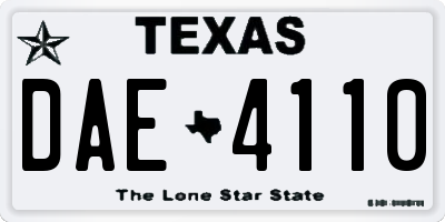 TX license plate DAE4110