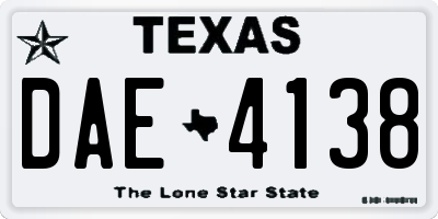 TX license plate DAE4138