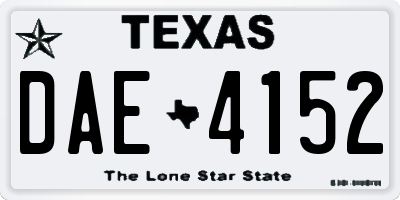 TX license plate DAE4152