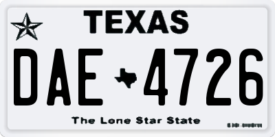 TX license plate DAE4726