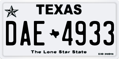 TX license plate DAE4933