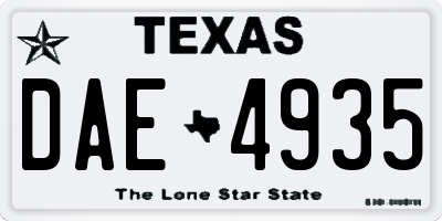 TX license plate DAE4935