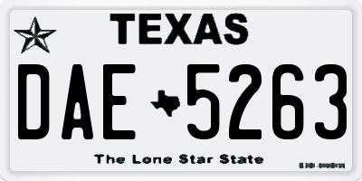 TX license plate DAE5263