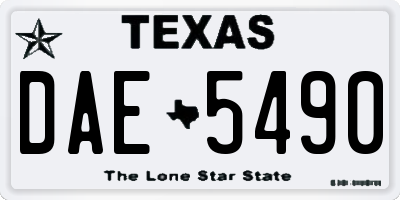 TX license plate DAE5490