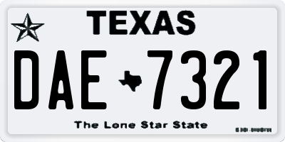 TX license plate DAE7321