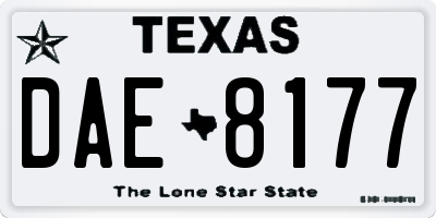TX license plate DAE8177