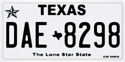 TX license plate DAE8298