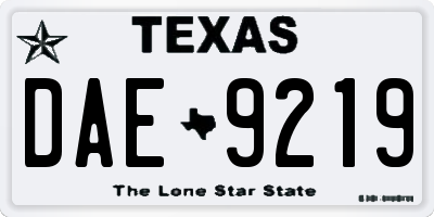 TX license plate DAE9219