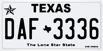 TX license plate DAF3336