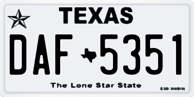TX license plate DAF5351