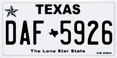 TX license plate DAF5926