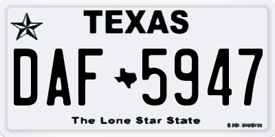 TX license plate DAF5947