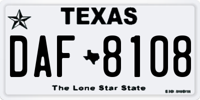 TX license plate DAF8108