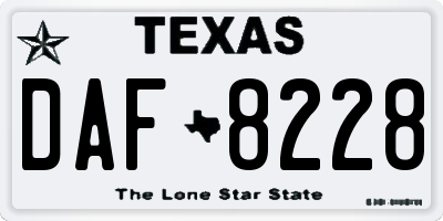 TX license plate DAF8228