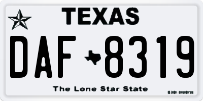TX license plate DAF8319