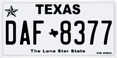 TX license plate DAF8377