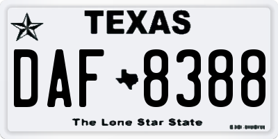 TX license plate DAF8388
