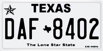 TX license plate DAF8402