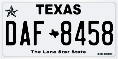 TX license plate DAF8458