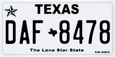 TX license plate DAF8478