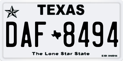 TX license plate DAF8494
