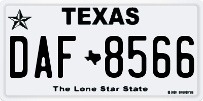 TX license plate DAF8566