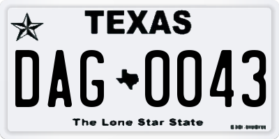 TX license plate DAG0043