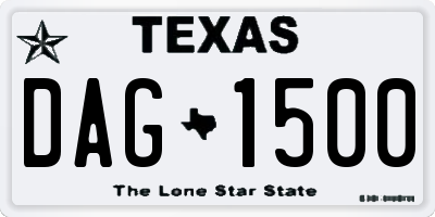 TX license plate DAG1500