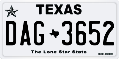 TX license plate DAG3652