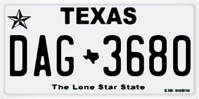 TX license plate DAG3680
