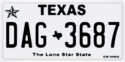 TX license plate DAG3687