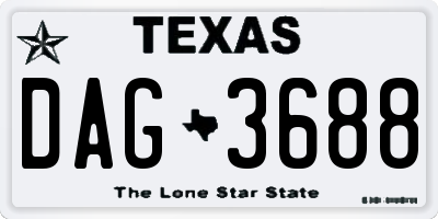TX license plate DAG3688