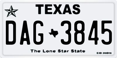 TX license plate DAG3845