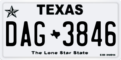 TX license plate DAG3846