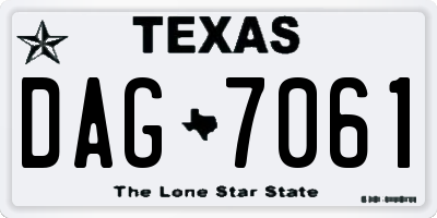 TX license plate DAG7061