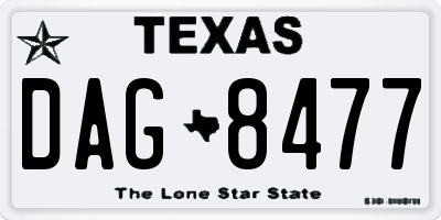 TX license plate DAG8477