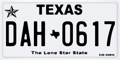 TX license plate DAH0617